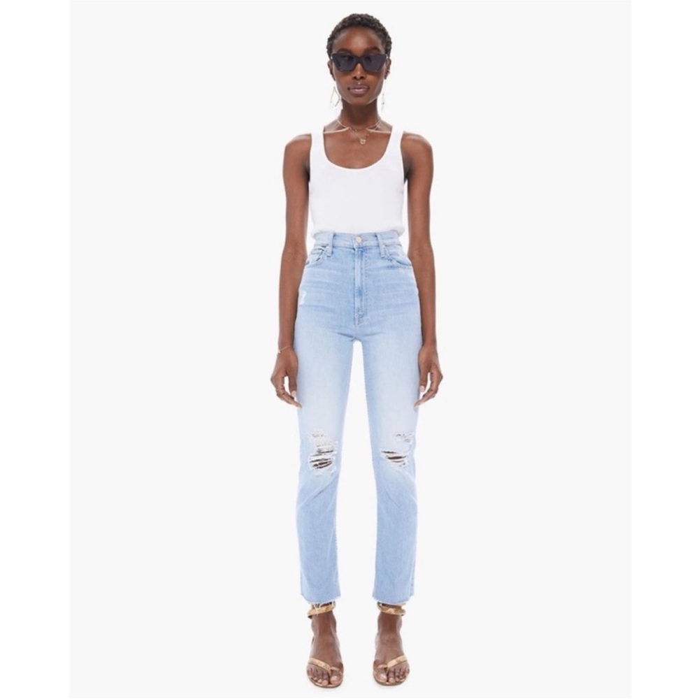 Mother High Waisted Rider Ankle Fray Jeans in Island Afterhours